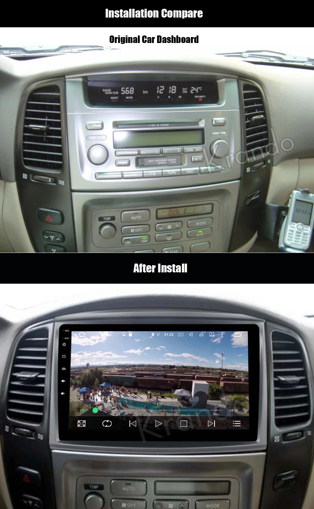 Krando Land Cruiser 100 1998 1999 2000 2001 2002 2003 2004 2005 2006 Android car radio gps navigation multimedia system  (1)