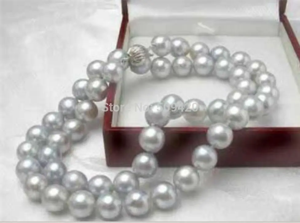 

Free Shipping Wholesale>Rare!8MM Gray Akoya shell Cultured Pearl Necklace 18