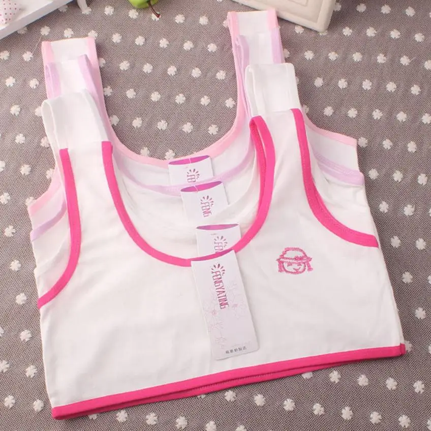 

MUQGEW New Lovely Girls Cotton embroidery Underwear Bra Vest Girls Clothes Children Underclothes Sport Undies For 10~14Y E06