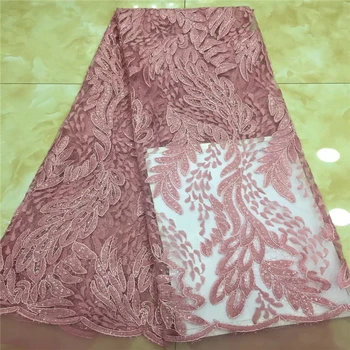 

VILLIEA Dubai Wholesale High Quality Latest Mesh African Lace Fabrics 2018 Brown Textile Lace Fabric For Garment Dress