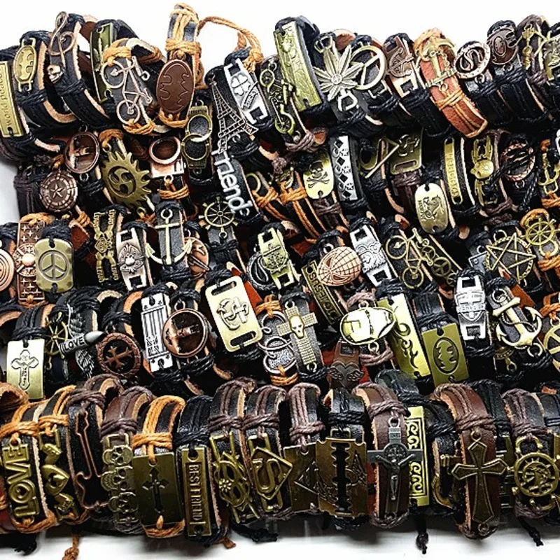 Браслет MIXMAX из натуральной кожи для мужчин и женщин 100 шт.|bracelet style|bracelet wholesalewholesale