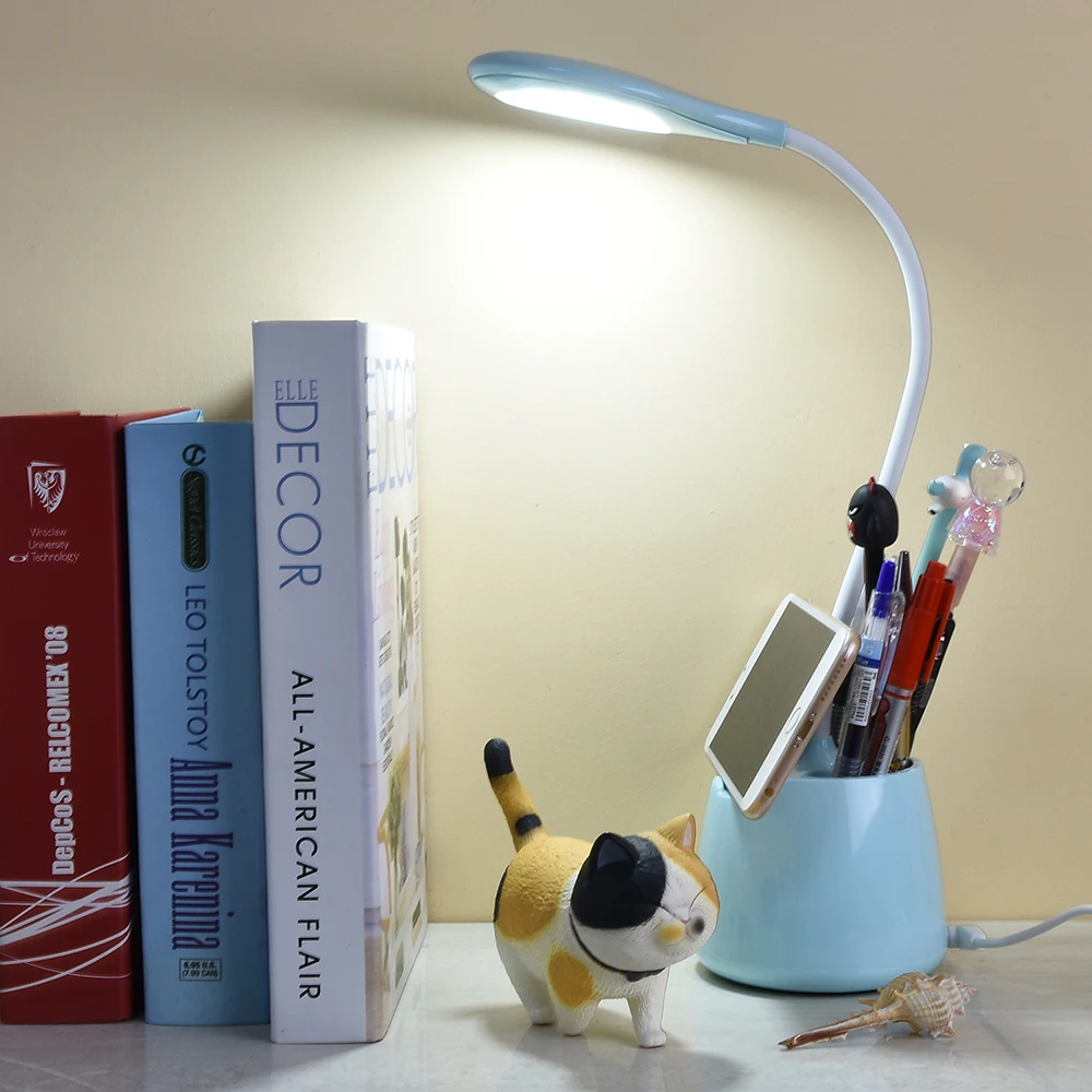 

LED Table Lamp Eye Protection Mobile phone holder Table Lamp Pencil Vase Desk Reading Lamp Touch Dimmable LED Reading Lamp D20