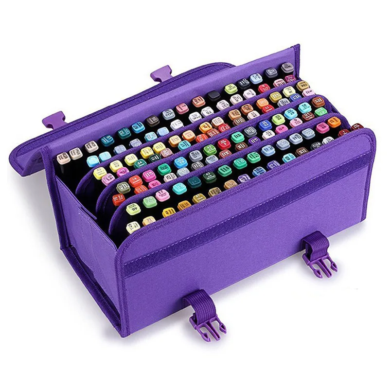 

Premium Quality Oxford 120 Slots Marker Pen Case Markers Bag Portable High Quality School Pencils Case Large Capacity Pencil Bag