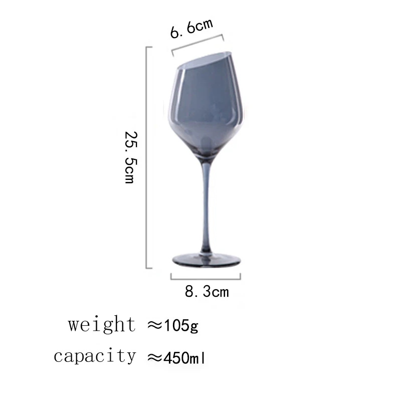 Наклонный рот бокал для вина без свинца хрустальный стеклянный Кубок для шампанского бокалы питьевые чашки свадебные бокалы для вина бар посуда для напитков - Цвет: Grey 1pcs 450ml
