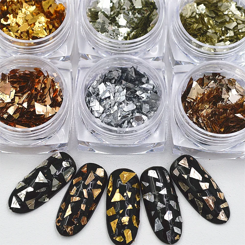 6 Colors Irregular Metal Flake Slice Nail Art Foil Sequins Fragment