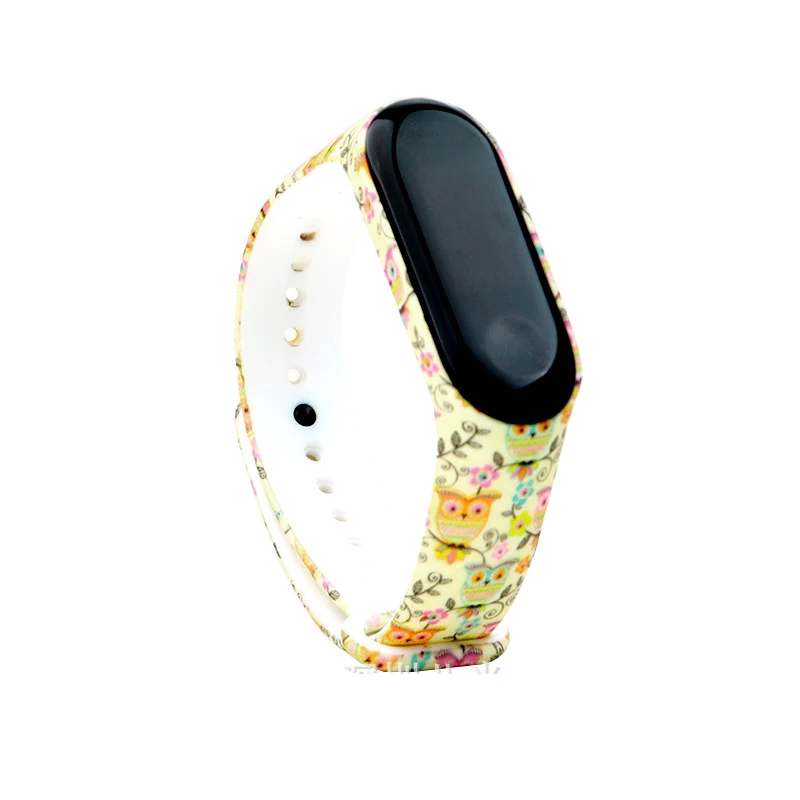 Для xiaomi mi браслет с веточками ремешок 4 ремешок для спортивных часов часы силиконовые для xiaomi mi Band 4 аксессуары ремешок браслет mi band 4 - Цвет: owl