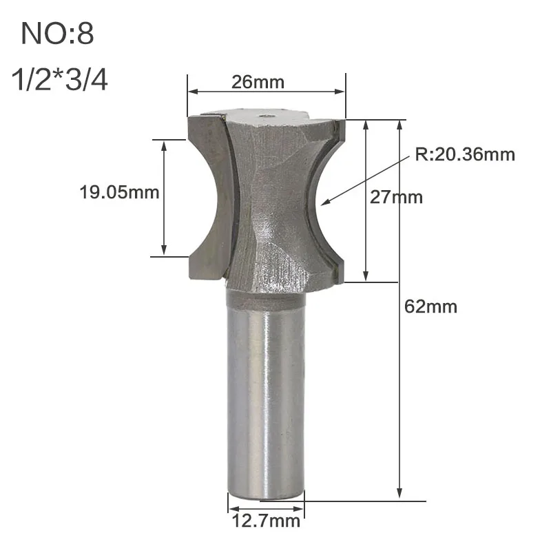1 шт. 1/" 1/4" хвостовик полукруглый бит выпуклые кромки для дерева Торцевая мельница деревообрабатывающий инструмент промышленного класса фреза