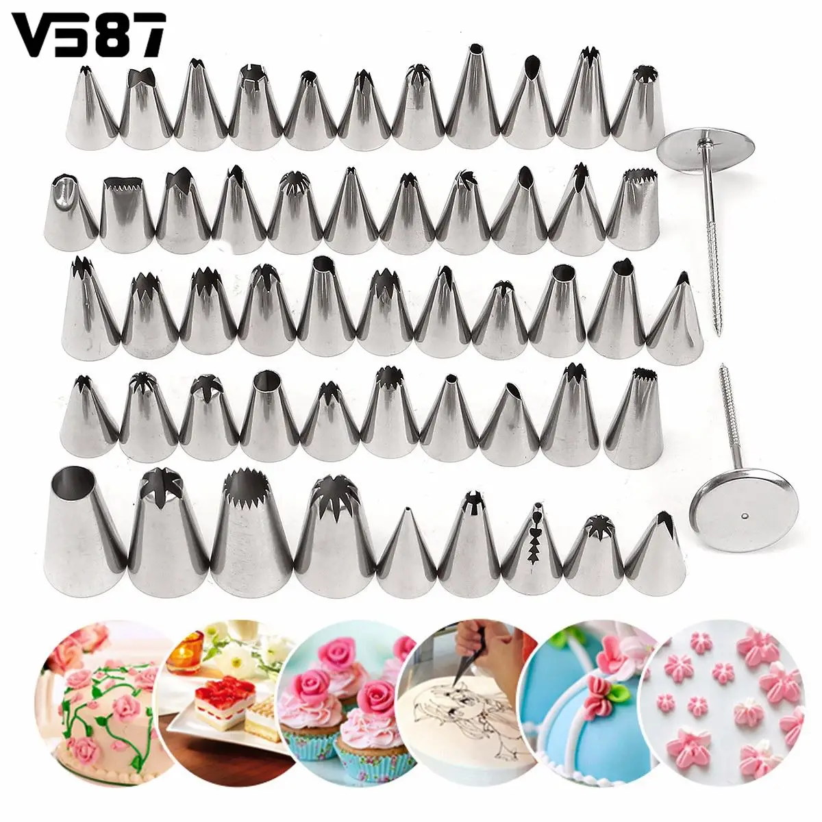 52Pcs lot Stainless Steel Icing Piping Nozzles Pastry Fondant Cake Decorating Sugarcraft Set kitchen Tools Confectionery