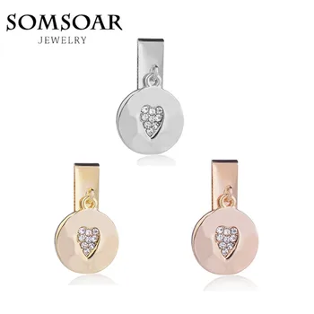 

Somsoar Jewelry Hang On To Crystal Heart Charms fit Leather wrappable Mesh Stainless steel Bracelet 10pcs/lot