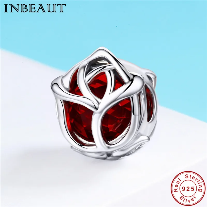 INBEAUT 100% Настоящее серебро 925 пробы романтические красные циркониевые садовые