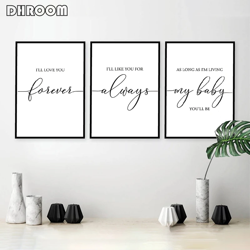 Nursery Wall Art I Ll Love You Forever Canvas Art Painting Baby Shower Gift Posters And Prints For Baby Room Minimalist Decor Painting Calligraphy Aliexpress