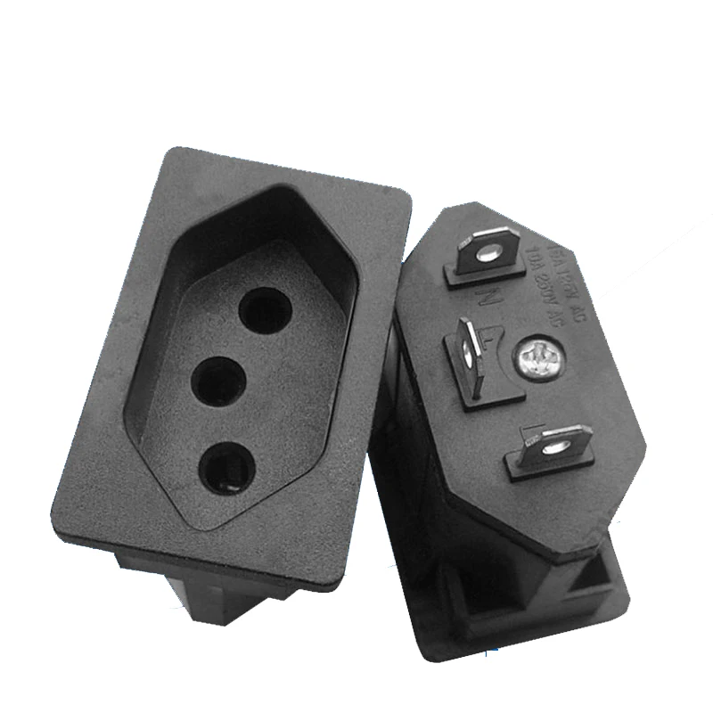 

10PCS IEC320 M Female Socket Terminal Power Plug Inlet Socket Connector Copper AC-17 For Brazil Switzerland