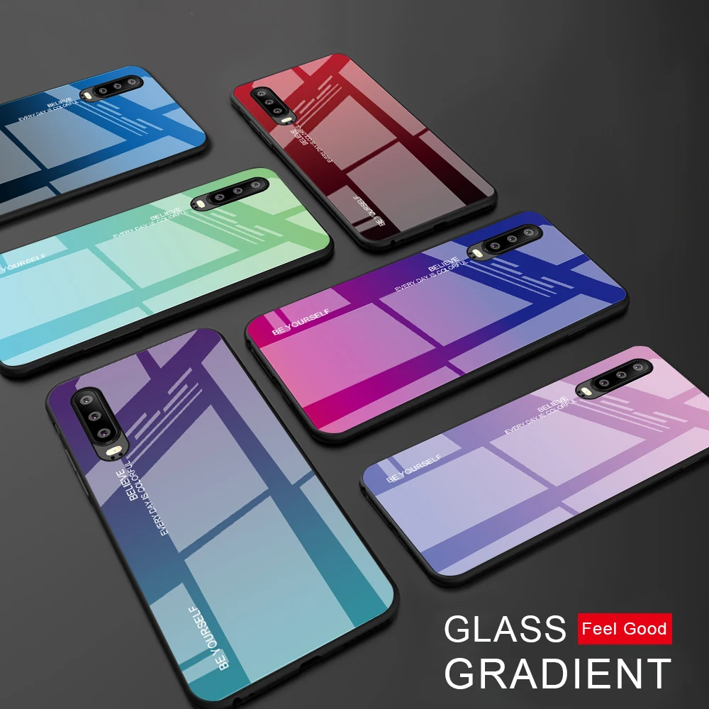 

Gradient Glass Phone Cases For Huawei Honor 10i 20i 8X 8A Nova 4E 3i Mate20 P20 P30 Lite Pro Y6Prime Y9 Psmart Plus 2019 Covers