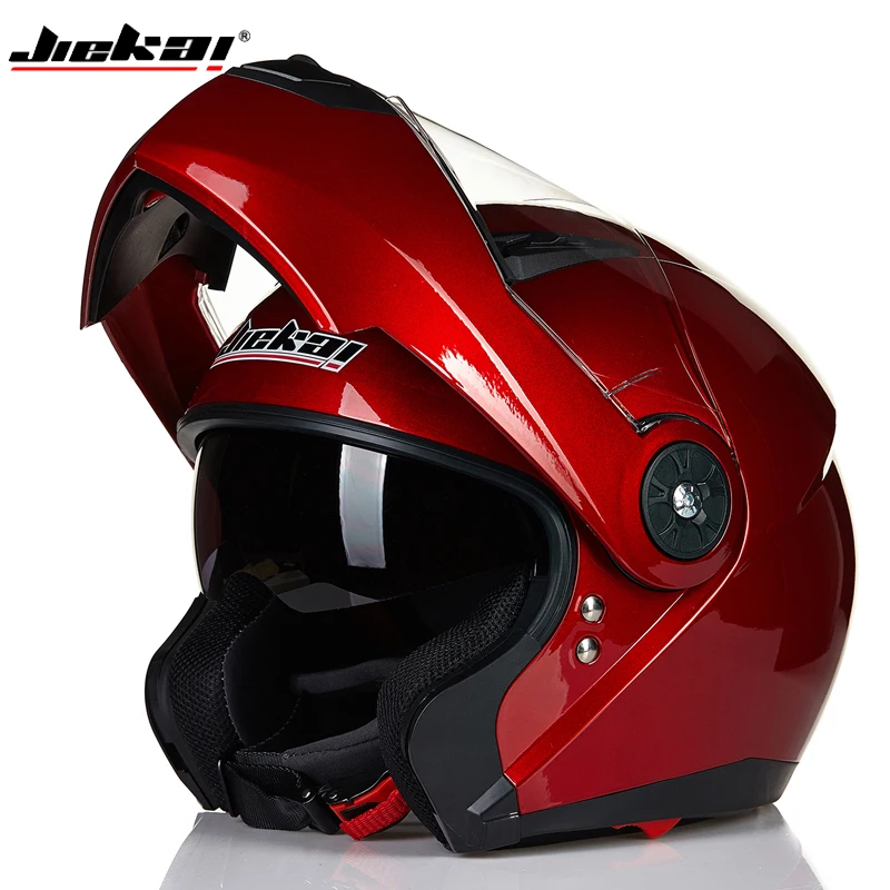 Взрослый мотоциклетный шлем-раскладушка DOT Сертифицированный двойной объектив Встроенный солнцезащитный козырек модульный гоночный шлем Высокое качество JIEKAI-115 - Цвет: 3