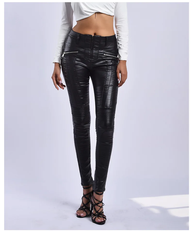 Сексуальные облегающие черные джинсы из искусственной кожи, женские теплые джинсы с высокой талией внутри размера плюс 3XL, обтягивающие джинсы-карандаш, женские брюки