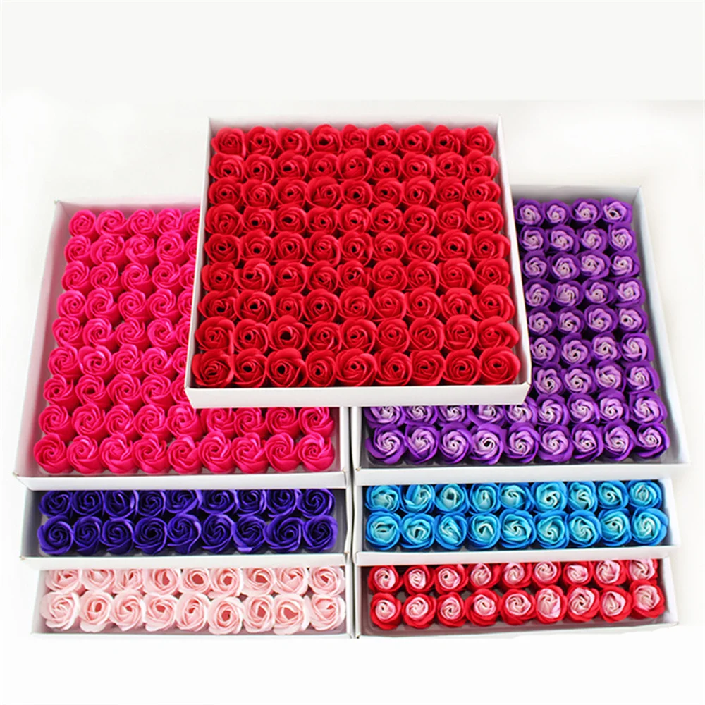 

81Pcs Rose Soap Flower Head Handmade Flowers Eternal Flower Mother's Day Wedding Valentine's Day Home Decoration Gift Box Wholes