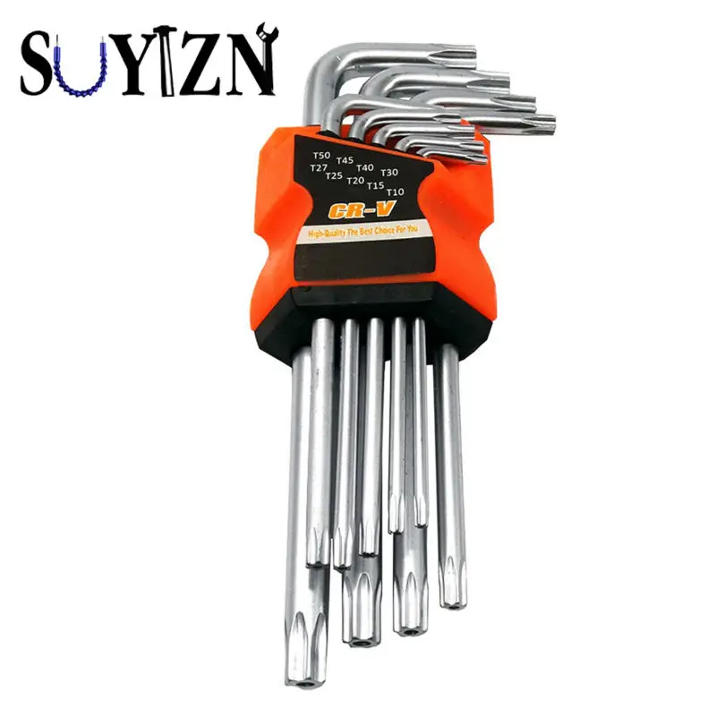 9pcs 50HRC Torx Hex Wrench Screwdriver Star Key L wrench Set Tool