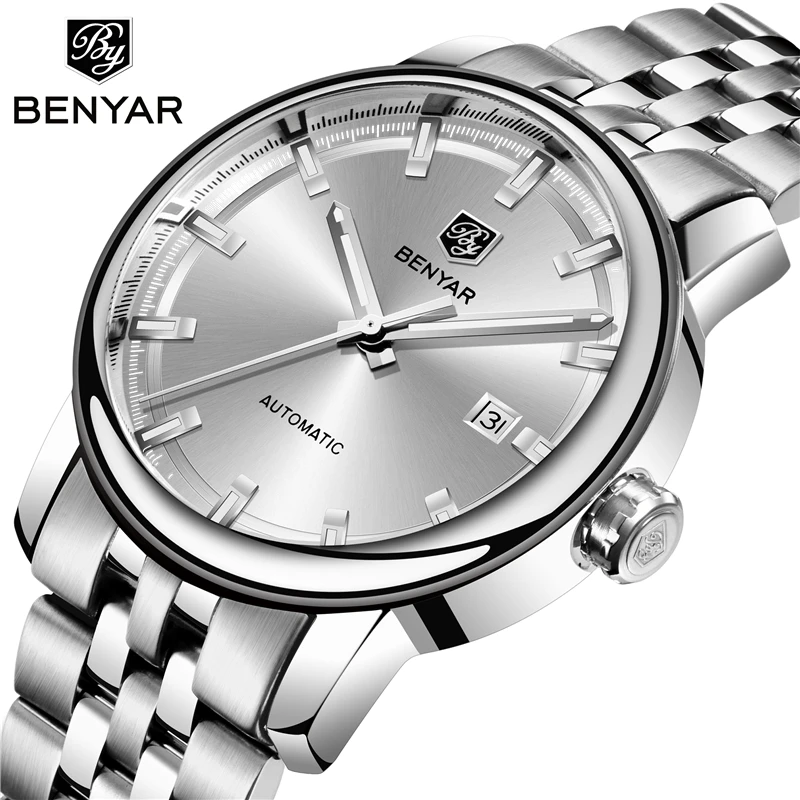 

BENYAR Top Brand Luxury Mens Watches Business Full steel Fashion Casual Waterproof Sports Automatic Watch Men's Clock