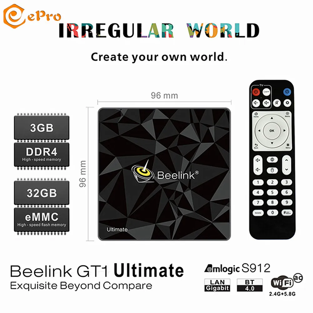 

TV Box GT1 Ultimate S912 3GB 32GB Android 7.1 Beelink GT1 Amlogic S912 TV Box 2.4G 5.8G Dual WIFI BT4.0 Media Player GT1 S912