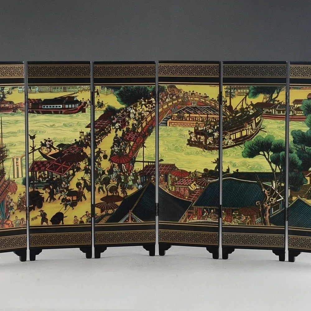 Китайский лак посуда ручная роспись фестиваль Цинмин домашний складной экран Декор подарок