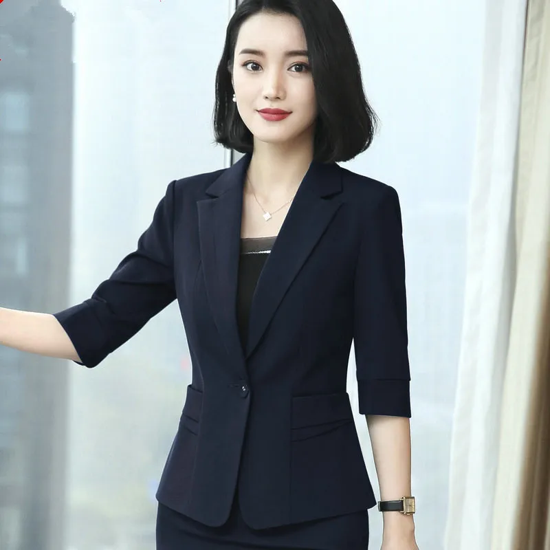 4XL Single Button Black Blazer Feminino Casual Slim Coat Fashion Short ...