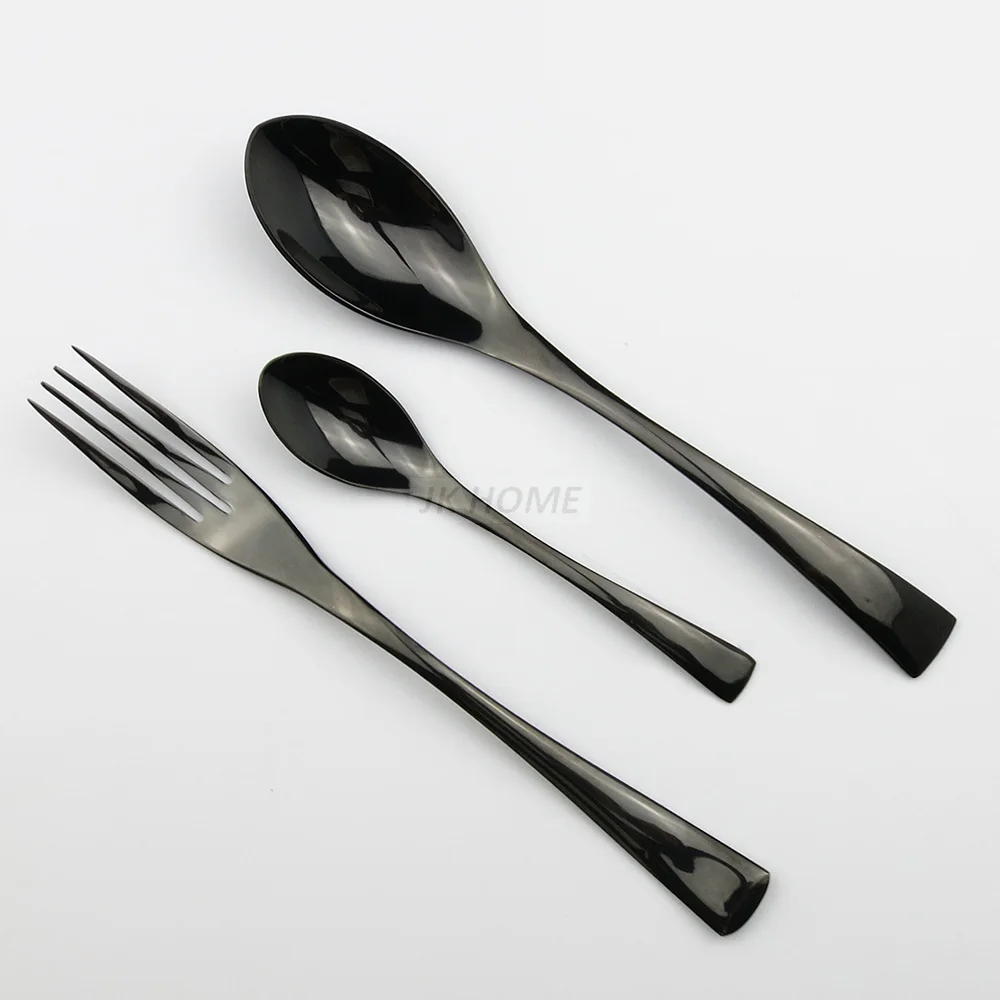 Cutlery set Western style cutlery set Stainless steel cutlery set 4Pcs/Lot Black Stainless Steel Dinnerware Polishing Cutlery Set Kitchen Tableware Fork Steak Knife TeaSpoon Dinner Set