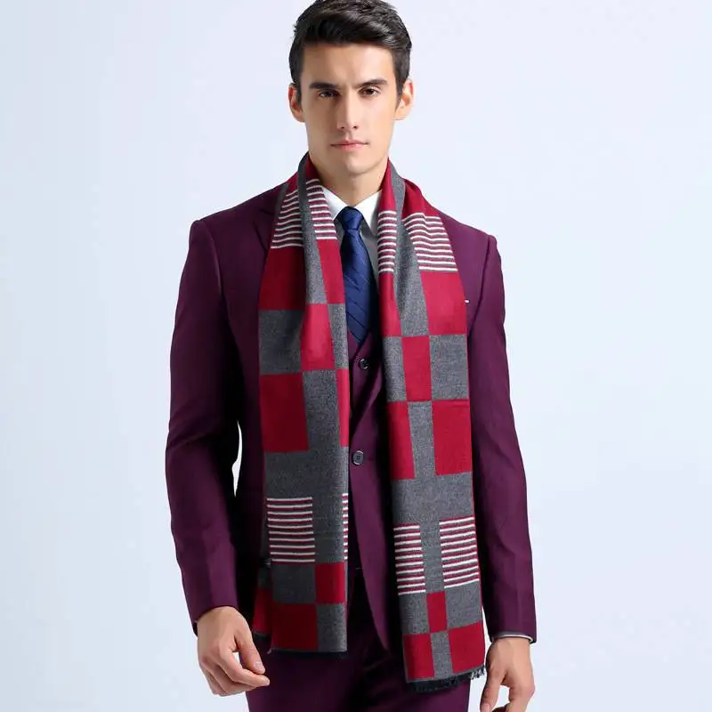 Winter Men Scarf font b Tartan b font Bufandas Luxury Brand Men Business Scarf Plaid Echarpes