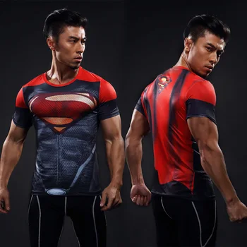 

Superman Superhero Compression shirt Men Women Cycling Base Layers Bicycle Short Sleeve Shirt Highly Breathbale Underwear Jersey