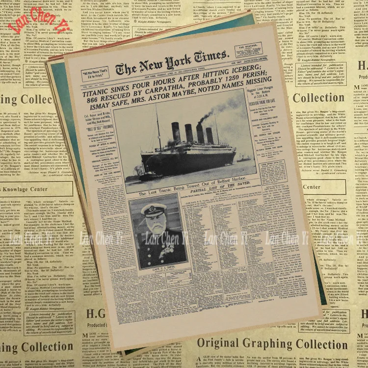 Titanic новостная бумага фильм крафт-бумага Плакат Бар Кафе винтажная