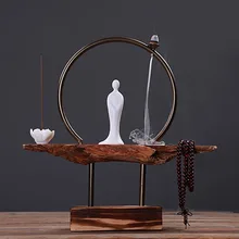 Китайская винтажная инновационная курильница для благовоний горелка ручной работы керамическая Милая статуя Будды деревянные украшения стула