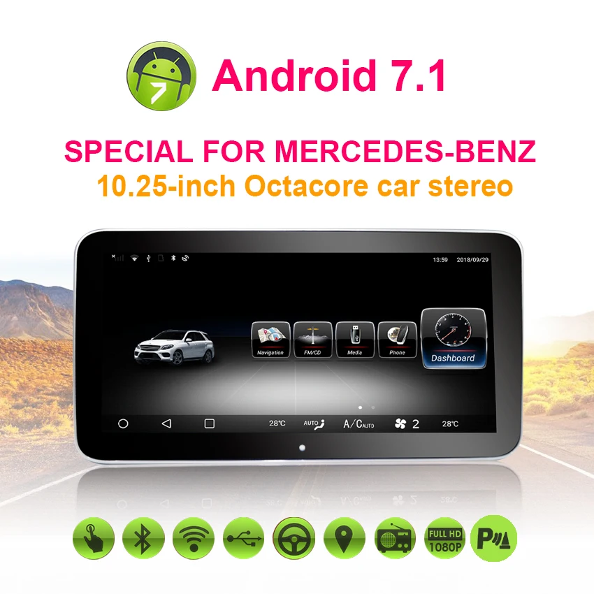 2  Koason Android 10.25 Super Big HD touch Screen Car GPS Multimedia Player for Mercedes  BENZ V Class 2016-2018
