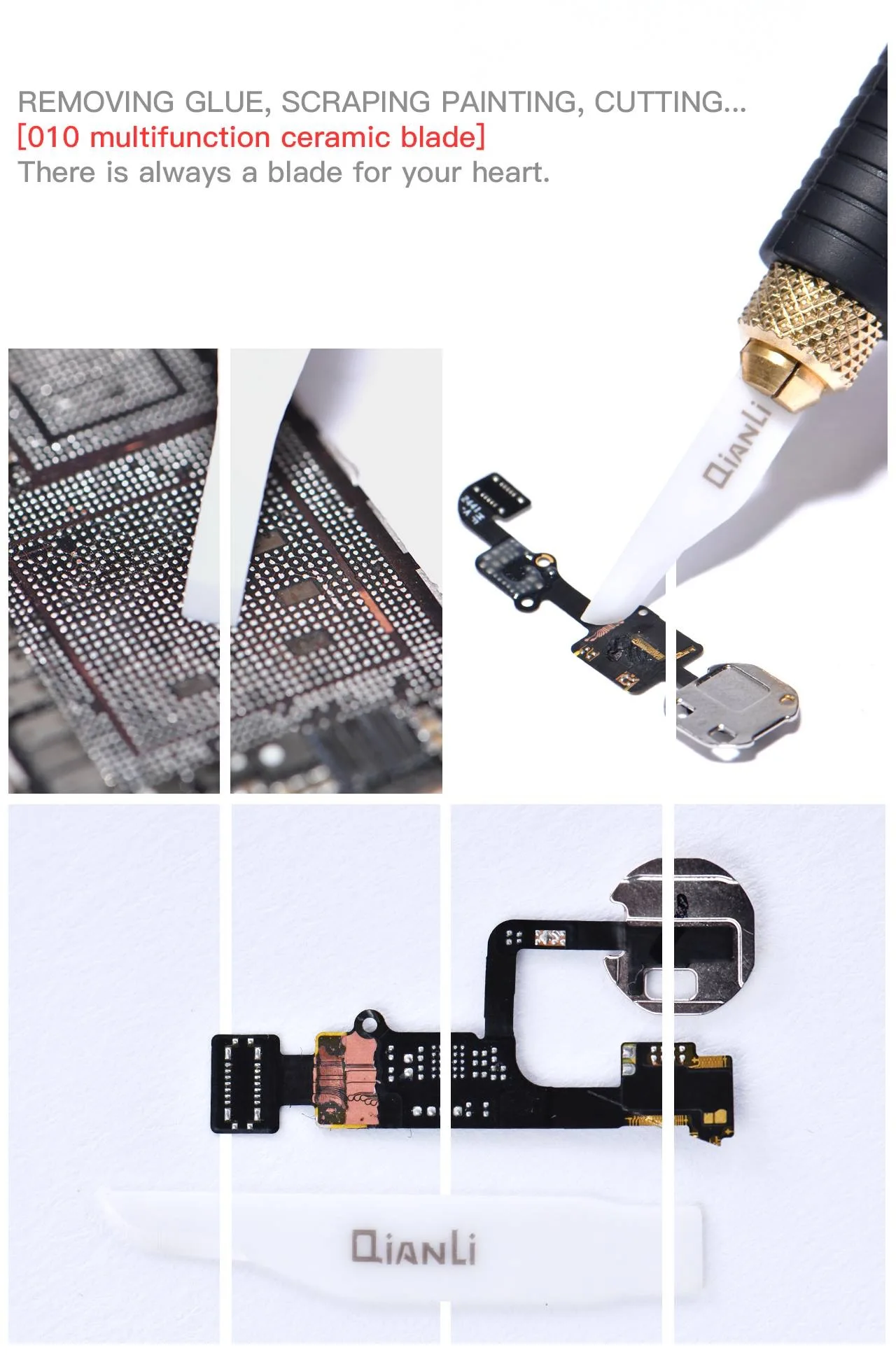 Qianli инструмент 010 многофункциональный керамический нож IC процессор чип удаления клея лезвия для телефона материнская плата BGA ремонт