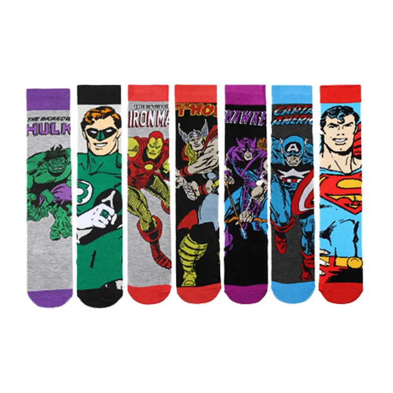 «Мстители», носки с принтом «Бэтмен», «Супермен», «Джокер» для костюмированной вечеринки; модные носки, Необычные прикольные Повседневное мужские весенние, летние носки Носки Лидер продаж