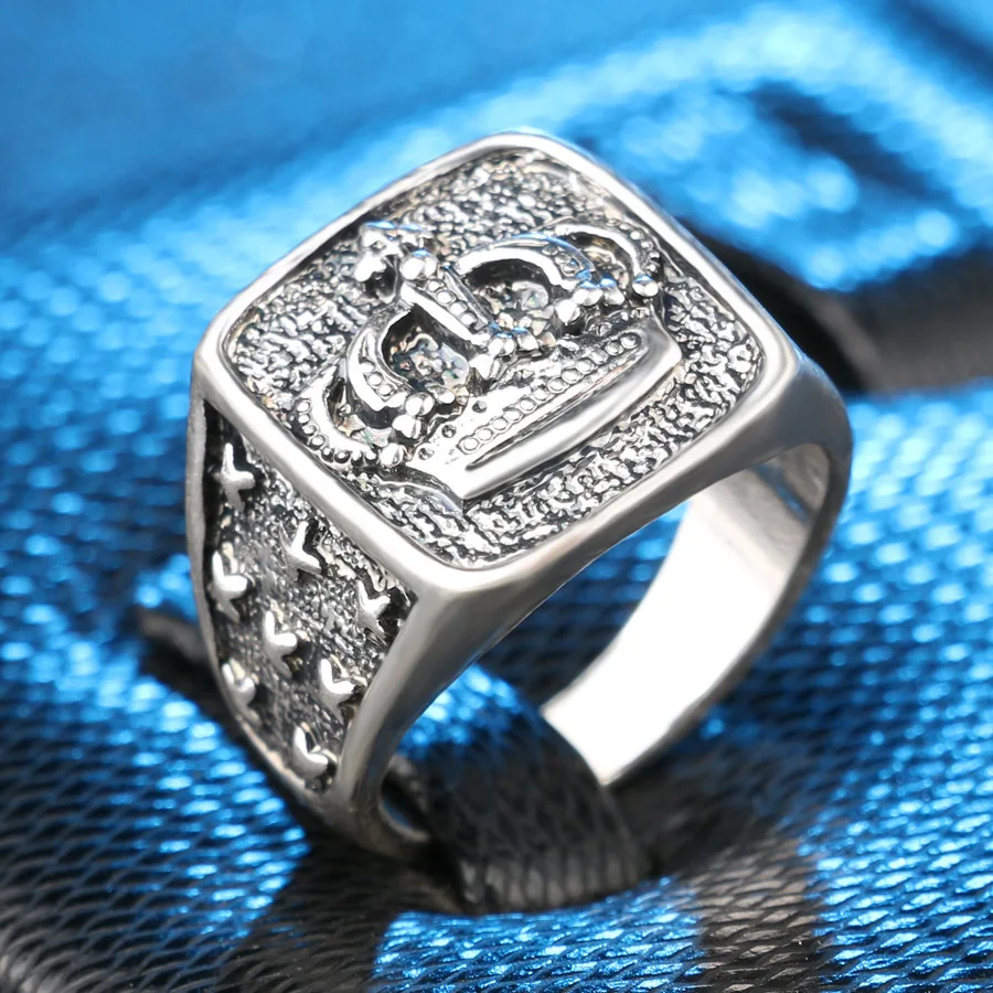 

Fashion Crown Big Rings for Men Vintage Silver High Quality Stainless Steel Men Ring Party Jewelry Hip Hop Anillo Hombre