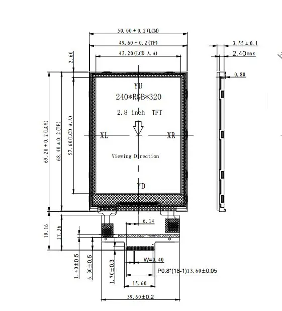 1pcs/lot Z280IT010 2.8 inch SPI serial screen without touch / with touch 18pin TFT color screen 240X320 ILI9341
