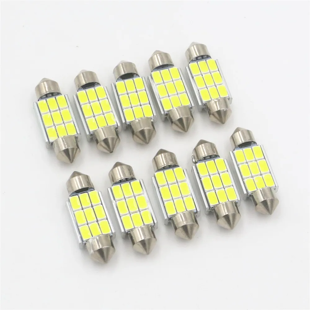 

10X White 36mm 5630 9 SMD Festoon Dome Map License Plate LED Light Bulbs C5W 6418 White Ice Blue