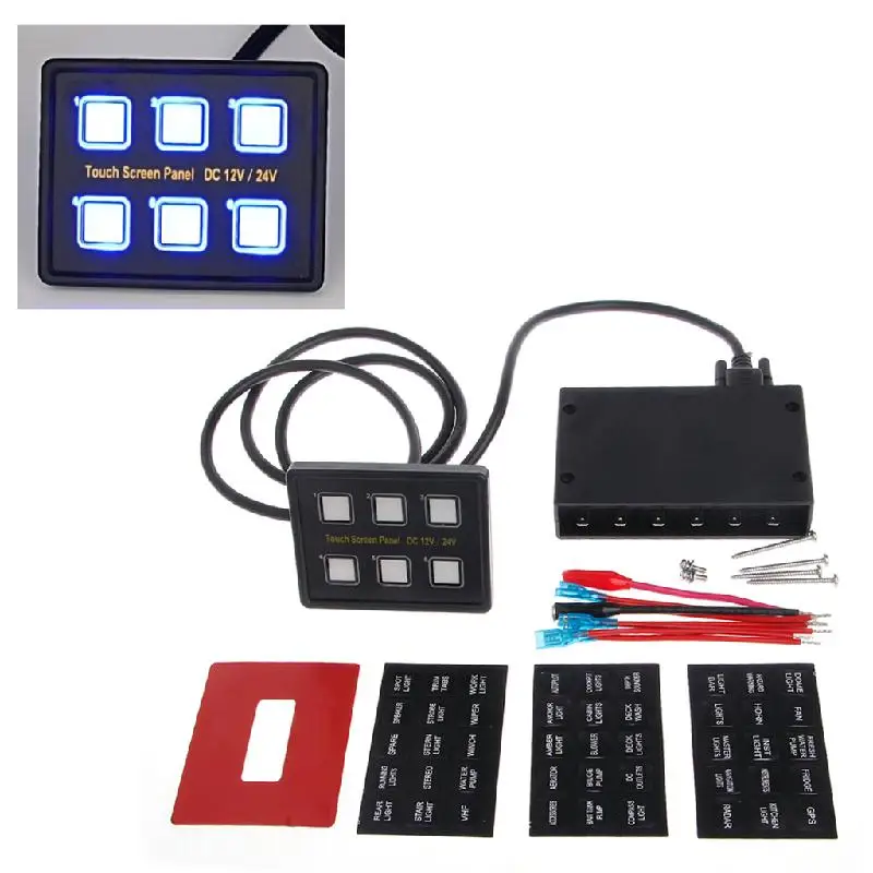 

New 6 Gang switch panel 12V/24V LED Touch Screen Slim Switch Control Panel Car Boat Truck Marine