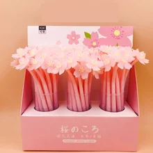 48 шт./упак. креативный японский цветок Сакура Вишня мягкий силиконовый корейский канцелярский студенческий черный чернила подписи гелевая ручка