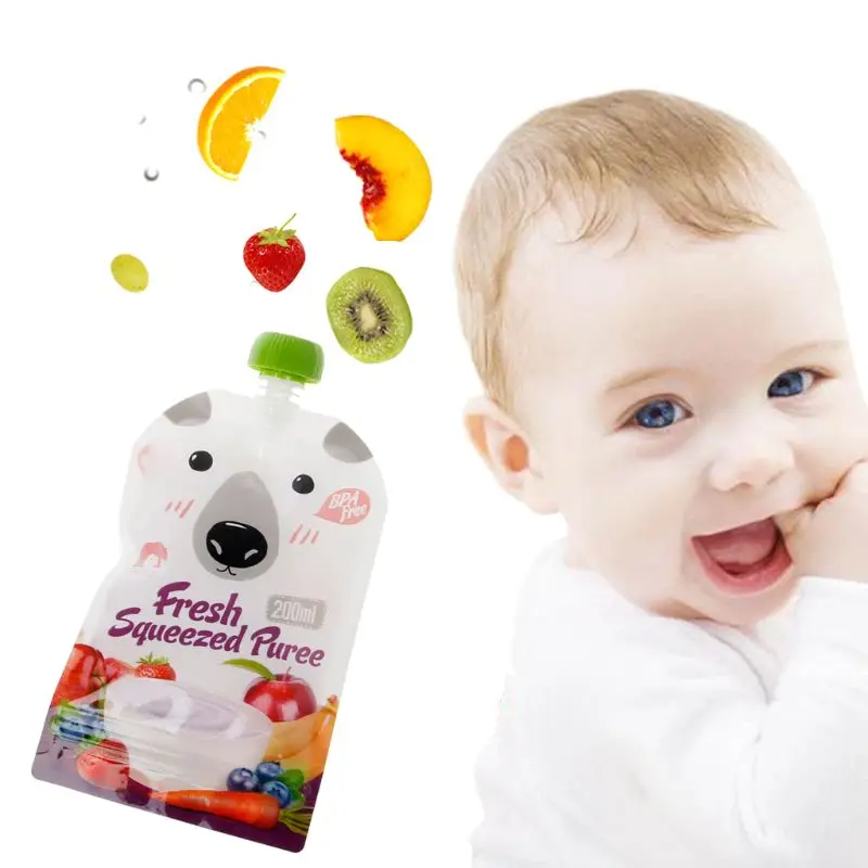 

8PCS High Quality Resealable Fresh Squeezed Pouches Practical Baby Weaning Food Puree Reusable Squeeze For Newborn JUN-24