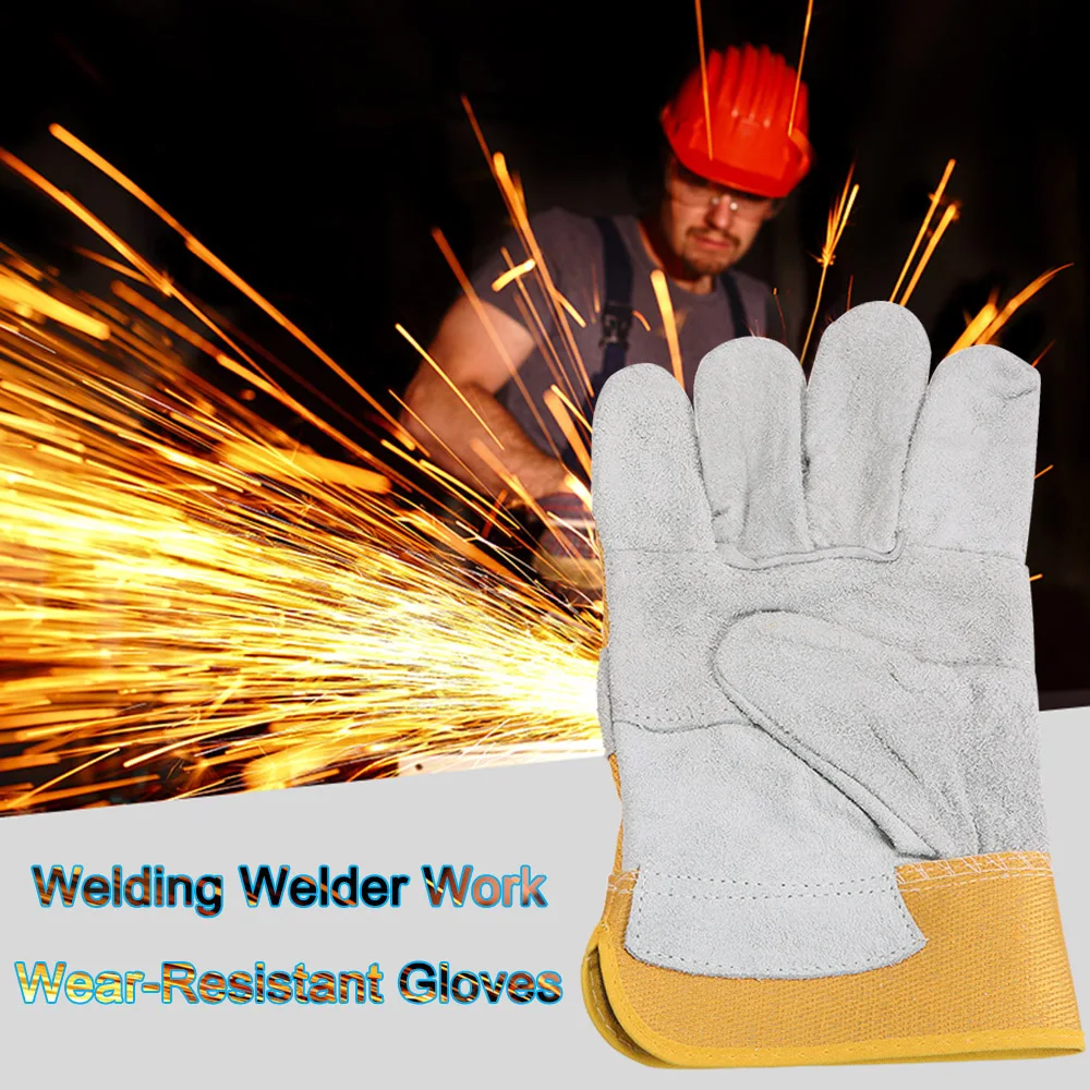 1Pair Split Leather Gloves for Welding Welder Safety Work Protective