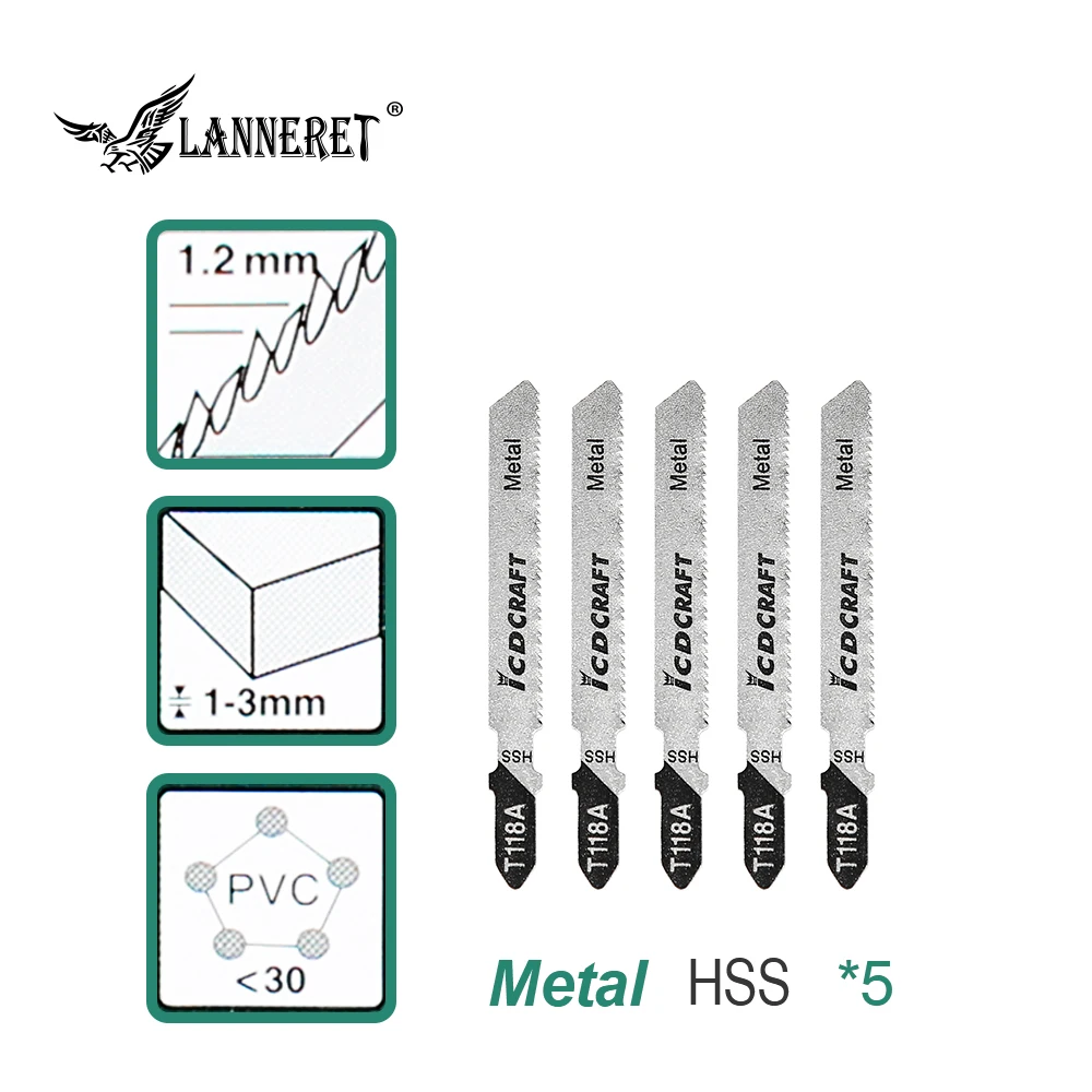 LANNERET 5 шт в наборе Ассорти т-хвостовик лобзик набор лезвий T144D для дерева T118A для металла