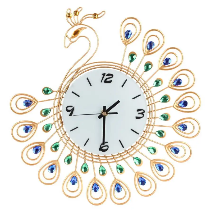 

D3 Vintage Style Peacock Antique Wall Clock for Home Kitchen Office levert #30