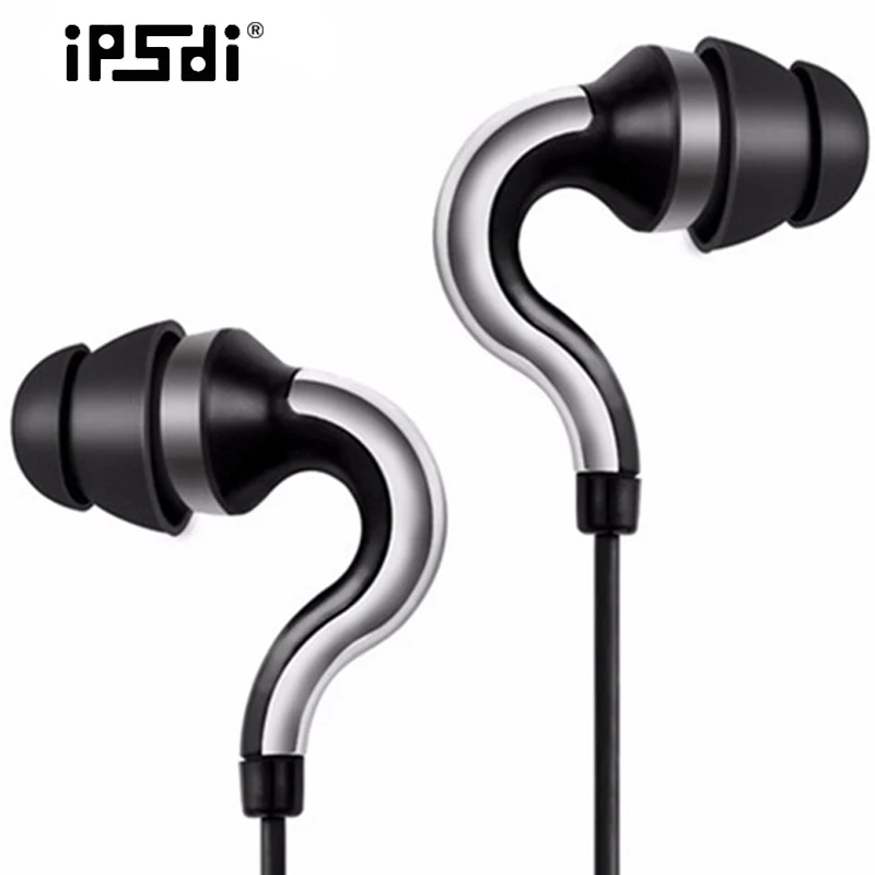 

Ipsdi HF107 in ear Earphones 3.5mm stereo headset plug Metal ear buds high fidelity with Mic for mobilephone MP3 player computer
