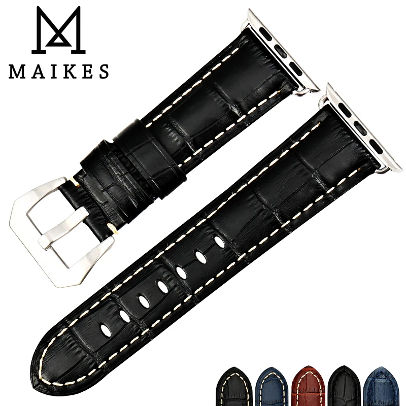 Сменный ремешок MAIKES из натуральной кожи для Apple Watch Band 44 мм 40 42 38 Series 4 3 2 1 все модели