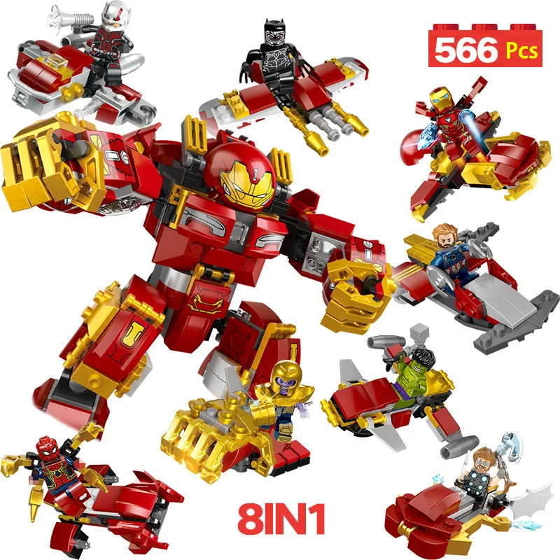 

566pcs Toy For Boys Super Hero Avengers Movie Blocks Compatible LegoINGLYs Marvel Robot Iron Man Building Blocks Technic Bricks