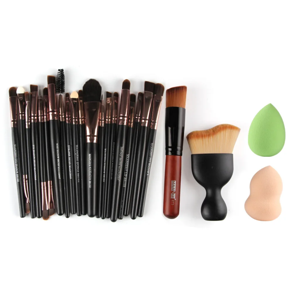 

Professional 22 Pcs/set Cosmetic Makeup Brushes Powder Foundation Eyebrow Lip Brush Kit Beauty Tool With Two Powder Puff Sponge