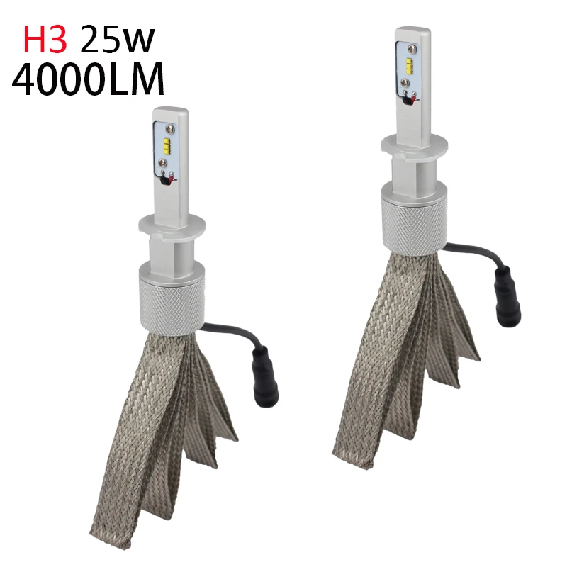 

H3 Led Fog Bulbs 50w 8000Lm Fanless Auto Headlamp Conversion Kit to Replace Original Haolgen with ZES Chip 2016 New