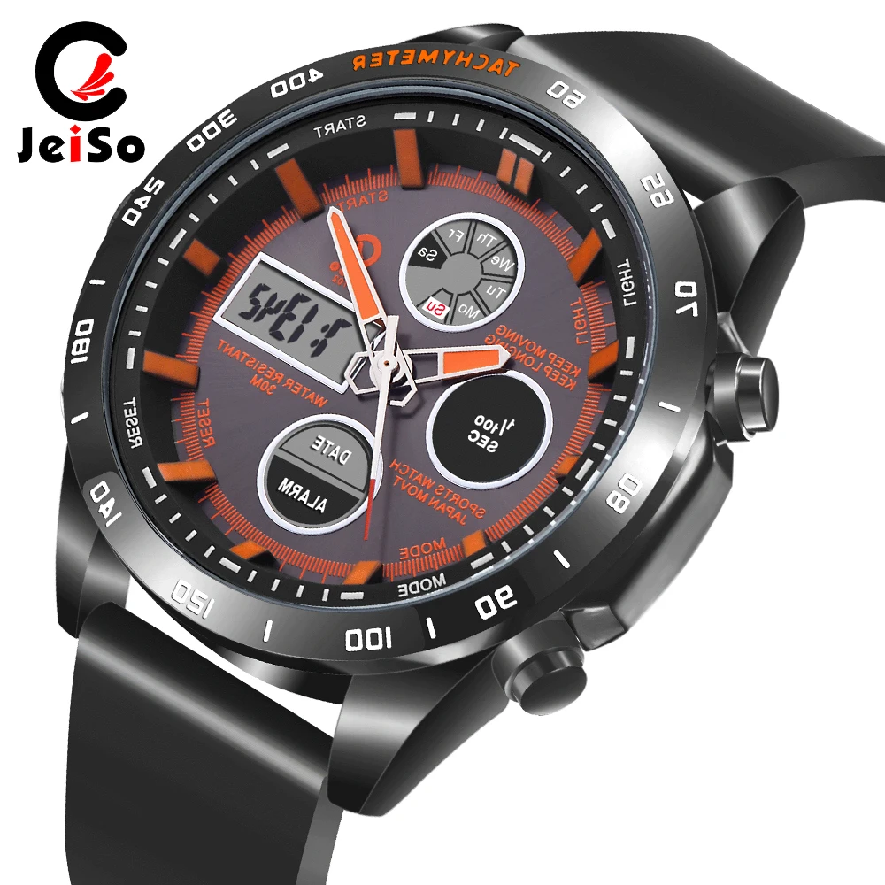 

2019 New JEISO Fashion Orange Mens Watches Top Brand Casual Sport Watch Men Clock Man Military Date Waterproof Quartz Wristwatch