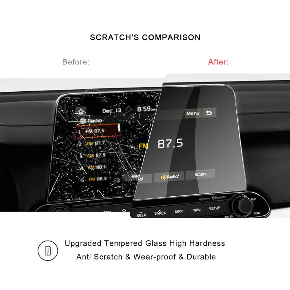 Ceny Folia ochronna na ekran RUIYA dla Kia Forte 2019 nawigacja samochodowa ekran dotykowy centrum, 9H ochronne szkło hartowane na ekran