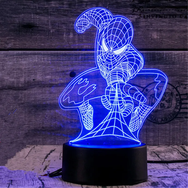 3D светодиодный светильник ing креативный подарок Ночной светильник Usb сенсорный выключатель настольная лампа Человек-паук светильник светодиодный домашний коридор отель Вечерние